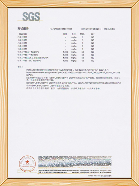 SGS环保报告-测试项目